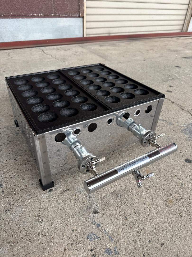 新品　業務用　たこ焼器　2連　大玉　18穴　プロパンガス　イベント　屋台⑴ 楽天市場】たこ焼き器 ガス式 業務用 銅 たこ焼き台 4連セット
