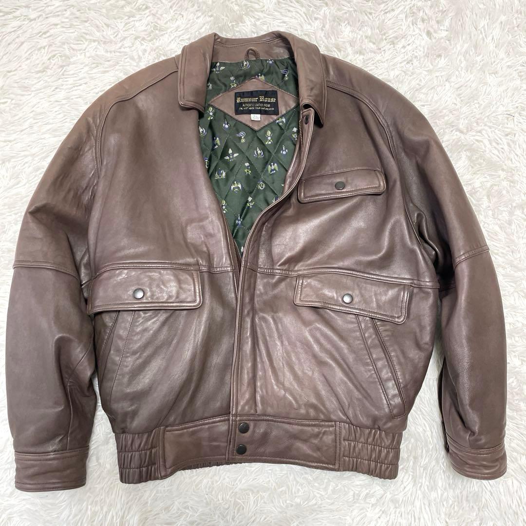 A-2 レザージャケット　ラムレザー　本革　XL 裏地総柄　キルティング 美品】ラムレザー ハーフコート 裏地キルティング 羊革 カーコート LL
