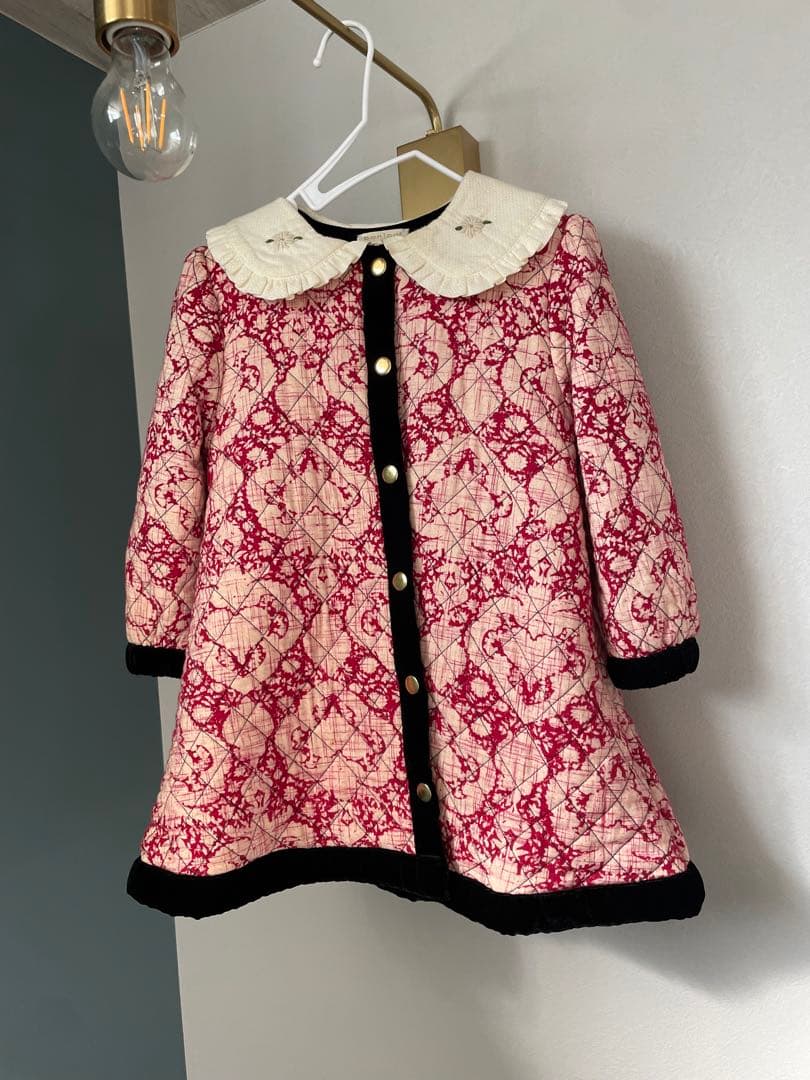 Bonjour diary】ベロア キルティングコートドレス6Y - コート