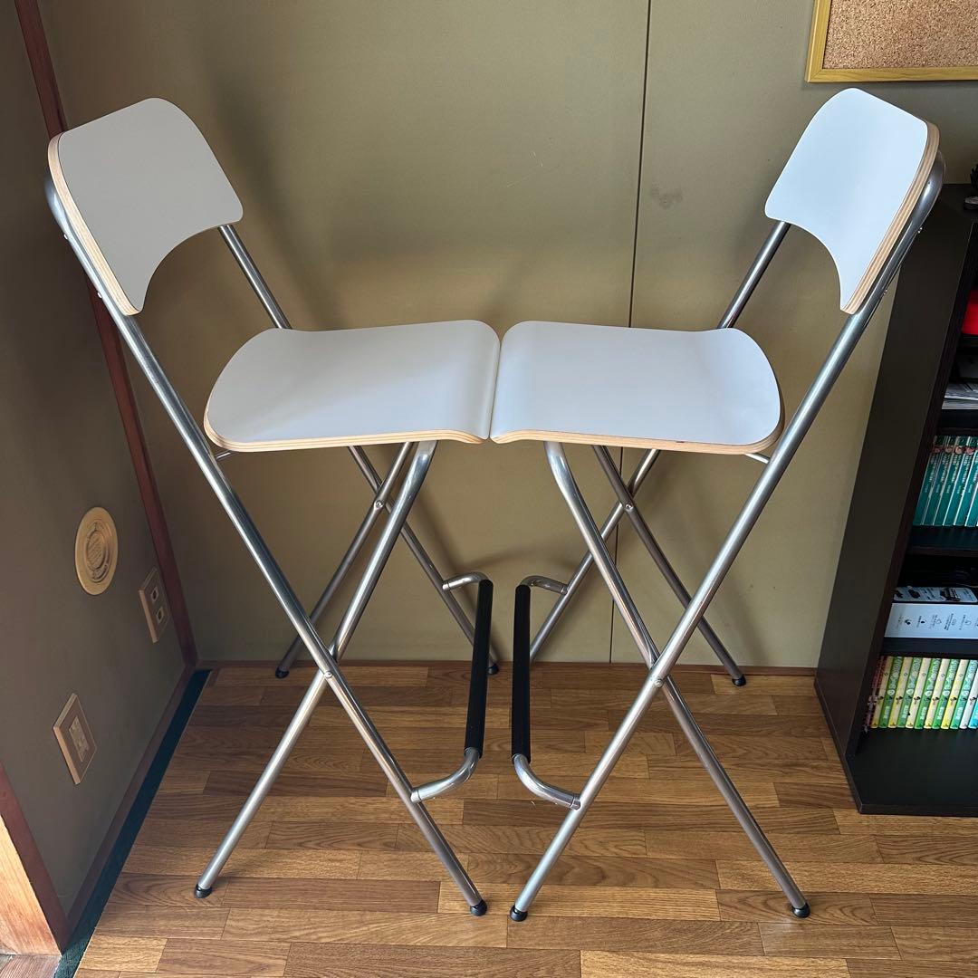 IKEA FRANKLIN バースツール 背もたれ付 折りたたみ式 2脚セット