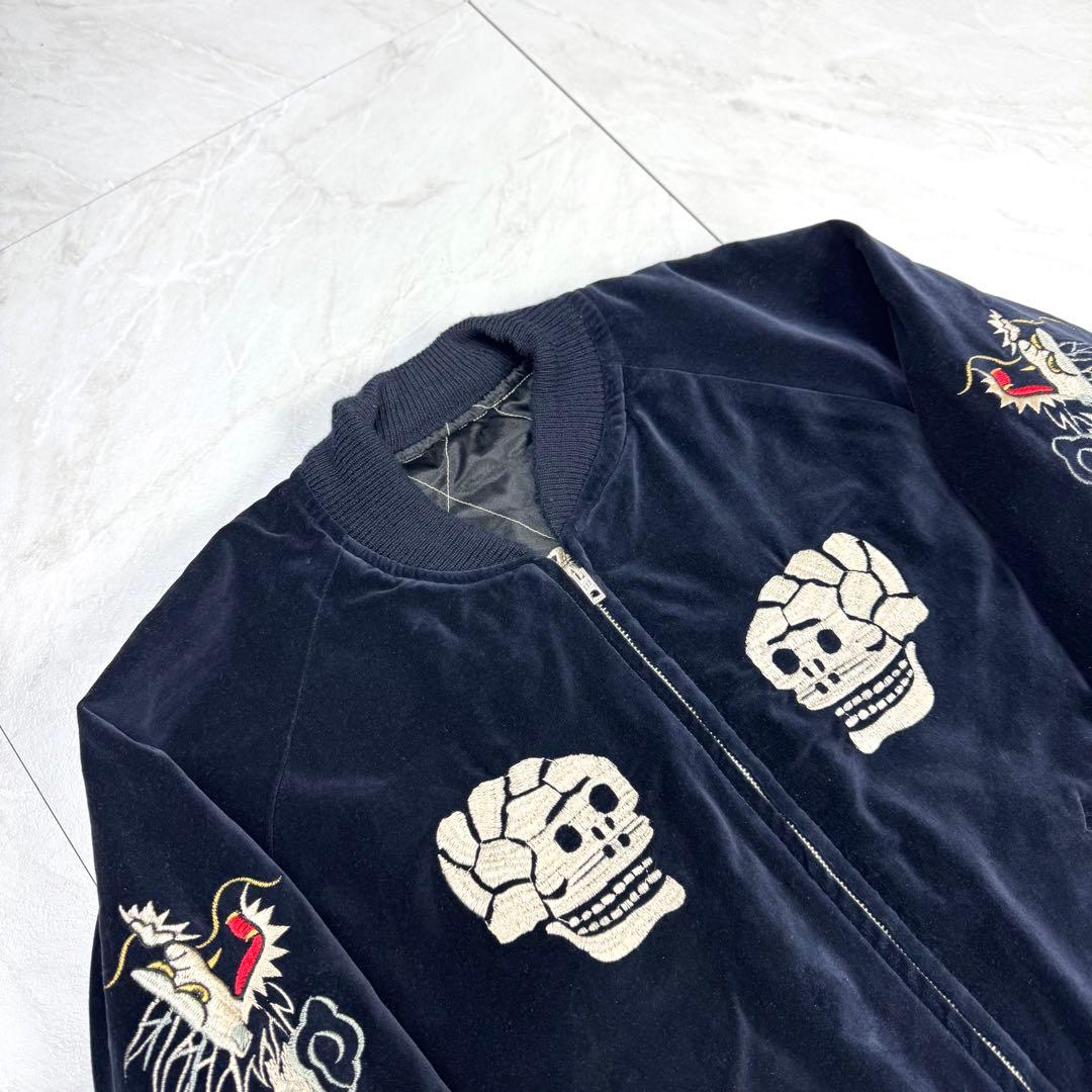 美品 テーラー東洋 別珍 スカジャン ベロア 蛇髑髏 ドクロ 昇龍 M
