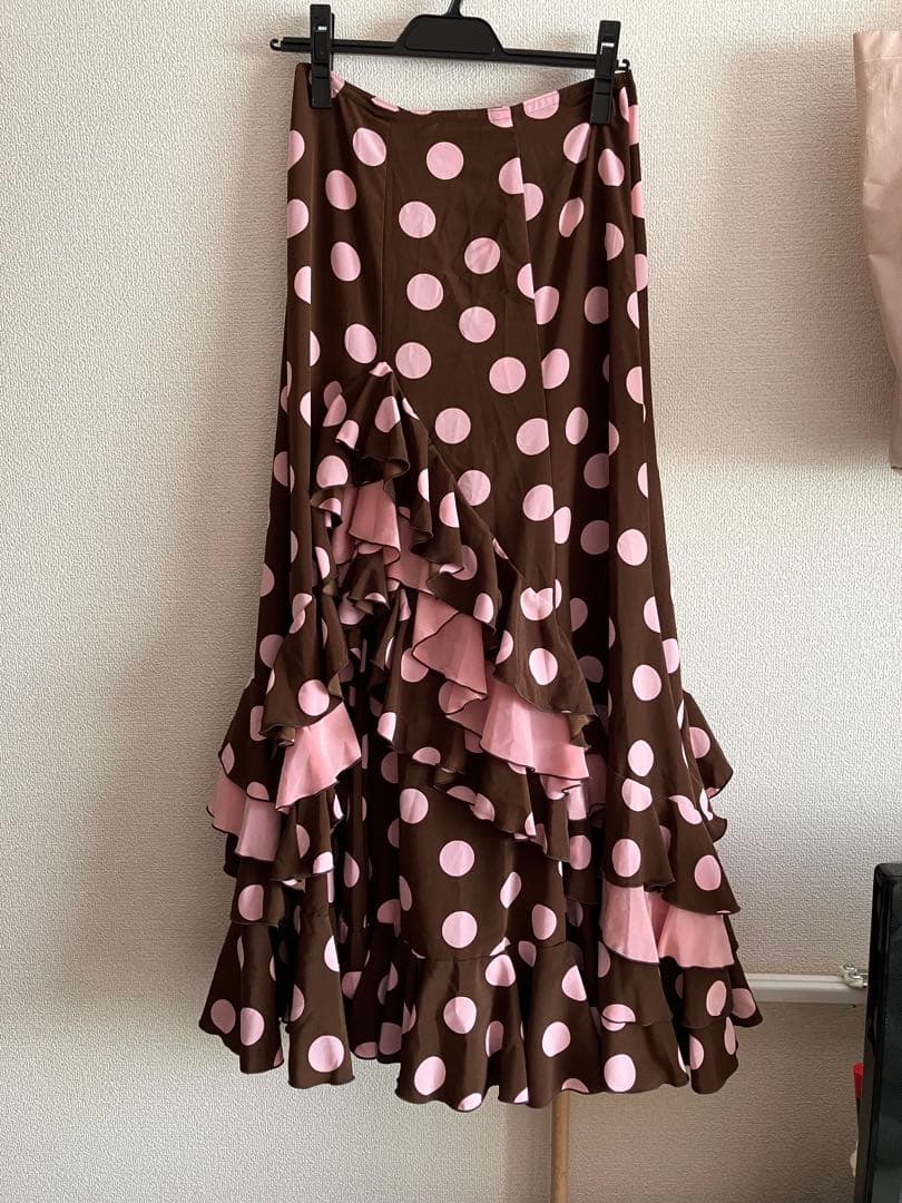 フラメンコ　ファルダ　HERMOSA レースアップ ハイウエスト フラメンコ ファルダ ブラック 黒 TESORO