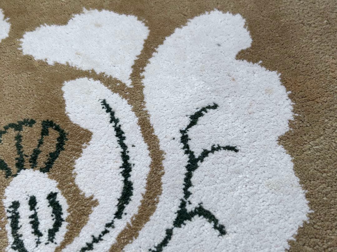 鍋島緞通 新鍋島 吉島敷物 座布団 牡丹B-1 金茶地　-350-