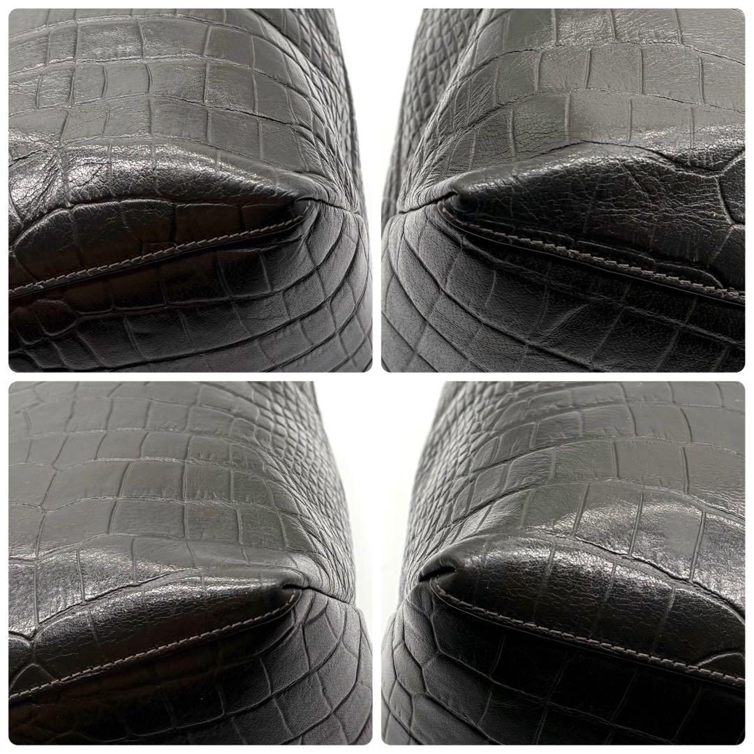 美品】ユナイテッドアローズ トートバッグ クロコ型押し A4可 肩掛け