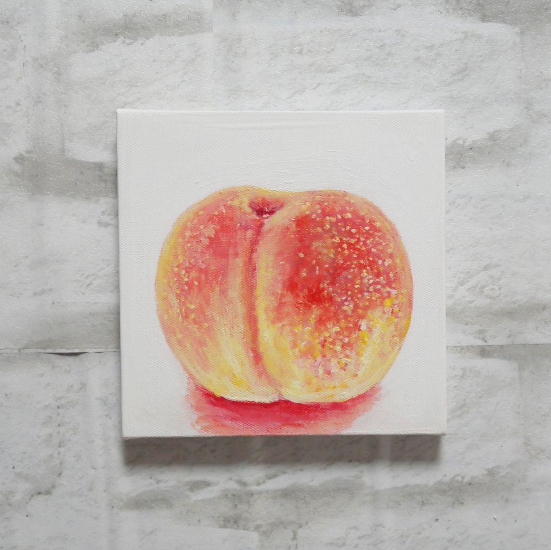 油絵 絵画 アートパネル【桃】