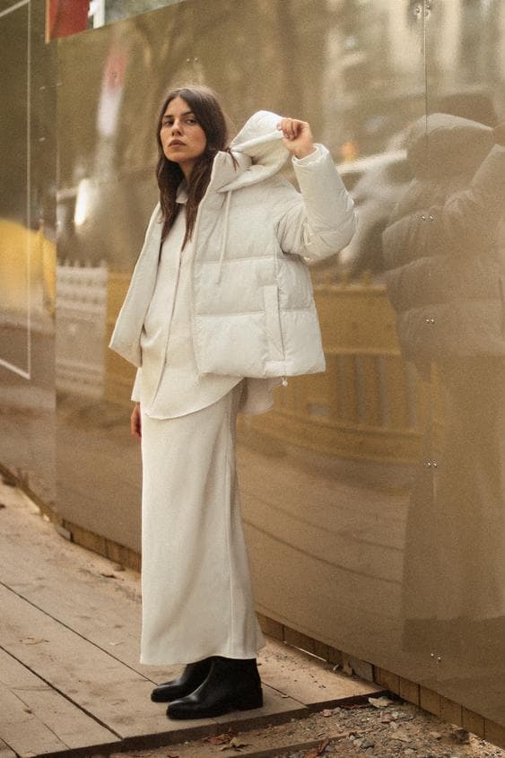 ZARA 新品 ウォーター ウィンドプロテクション クロップドパフ