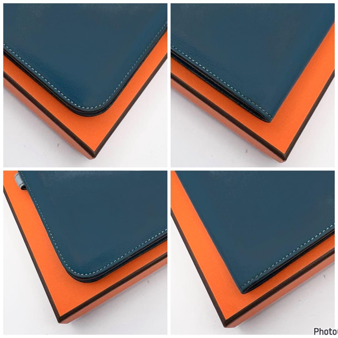 くま様専用 エルメス✨ドゴン GM デュオ✨ブルー バイカラー✨二つ折り