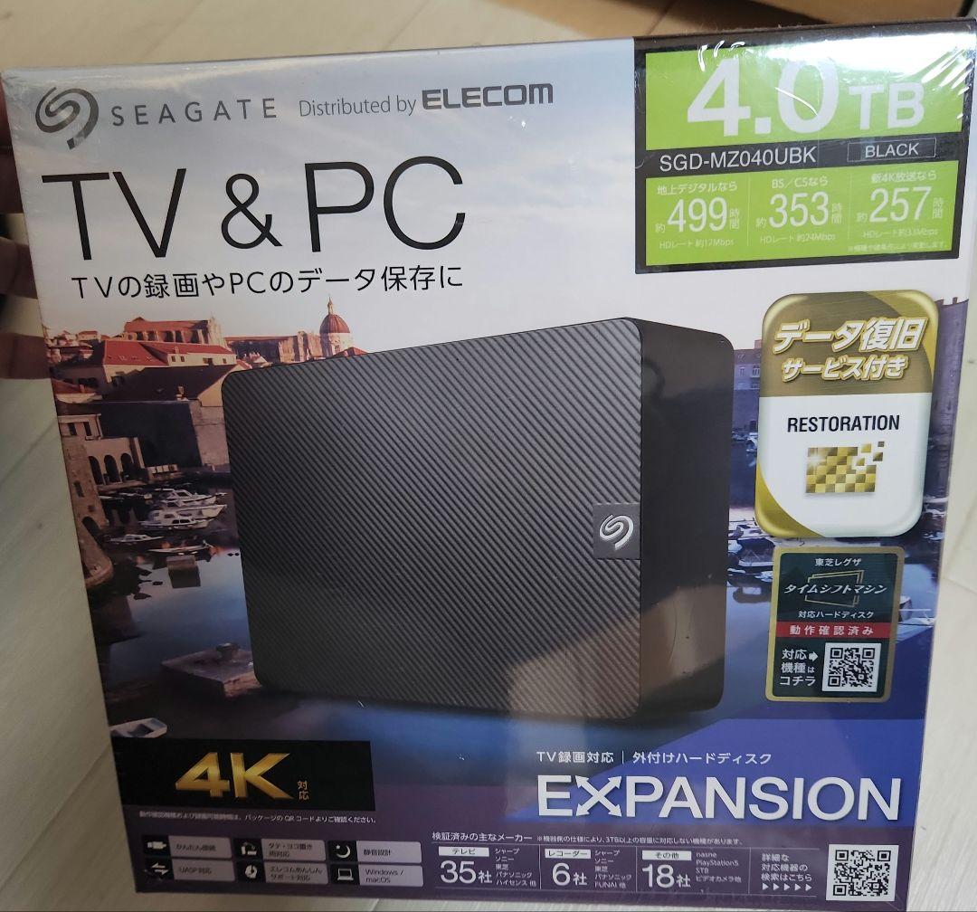 【新品未使用】エレコム　外付けハードディスク　SGD-MZ040UBK 3.5インチHDD MZ 4TB(ブラック) - SGD-MZ040UBK