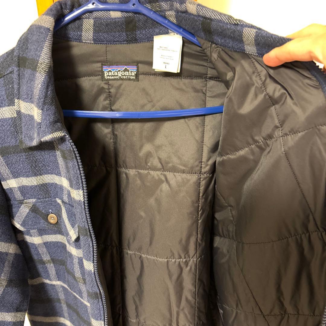 す*中様 Patagonia ネイビー グレー チェックジャケット Lサイズ メ
