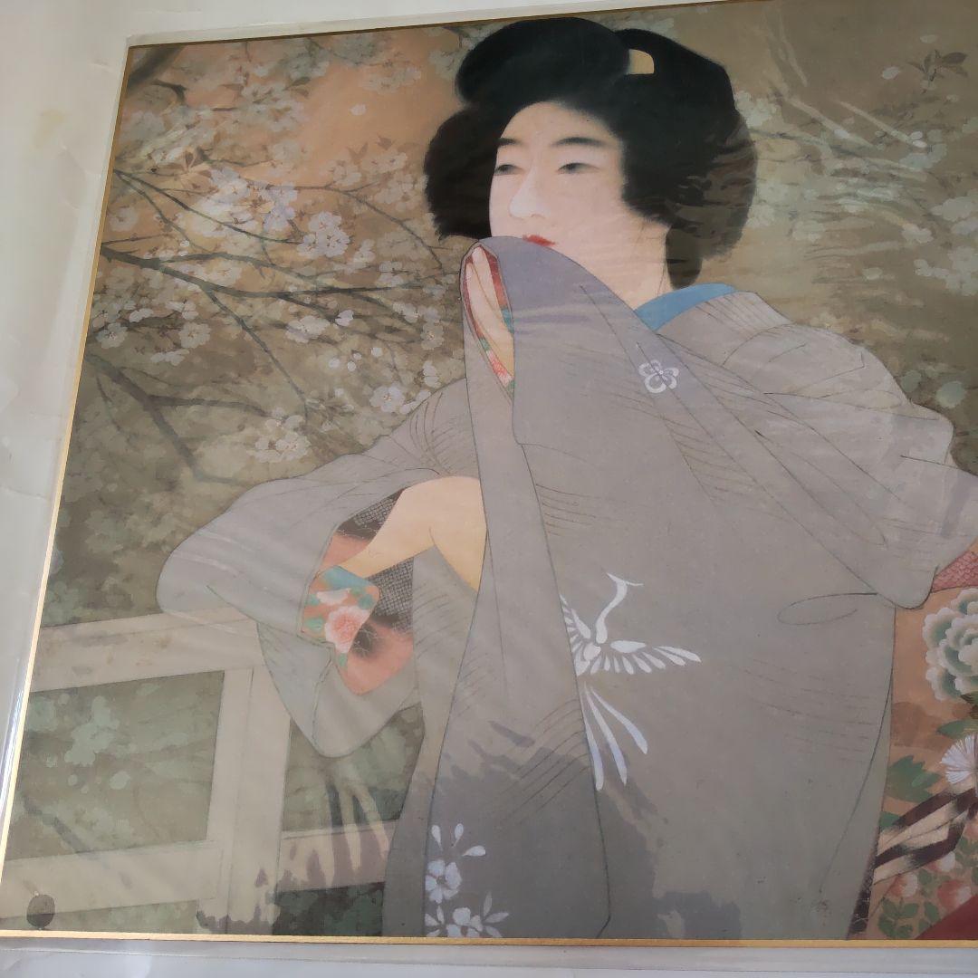 伊東深水 『 春宵 』 美人画 名品 複製 色紙 希少 茶道具 美品です。