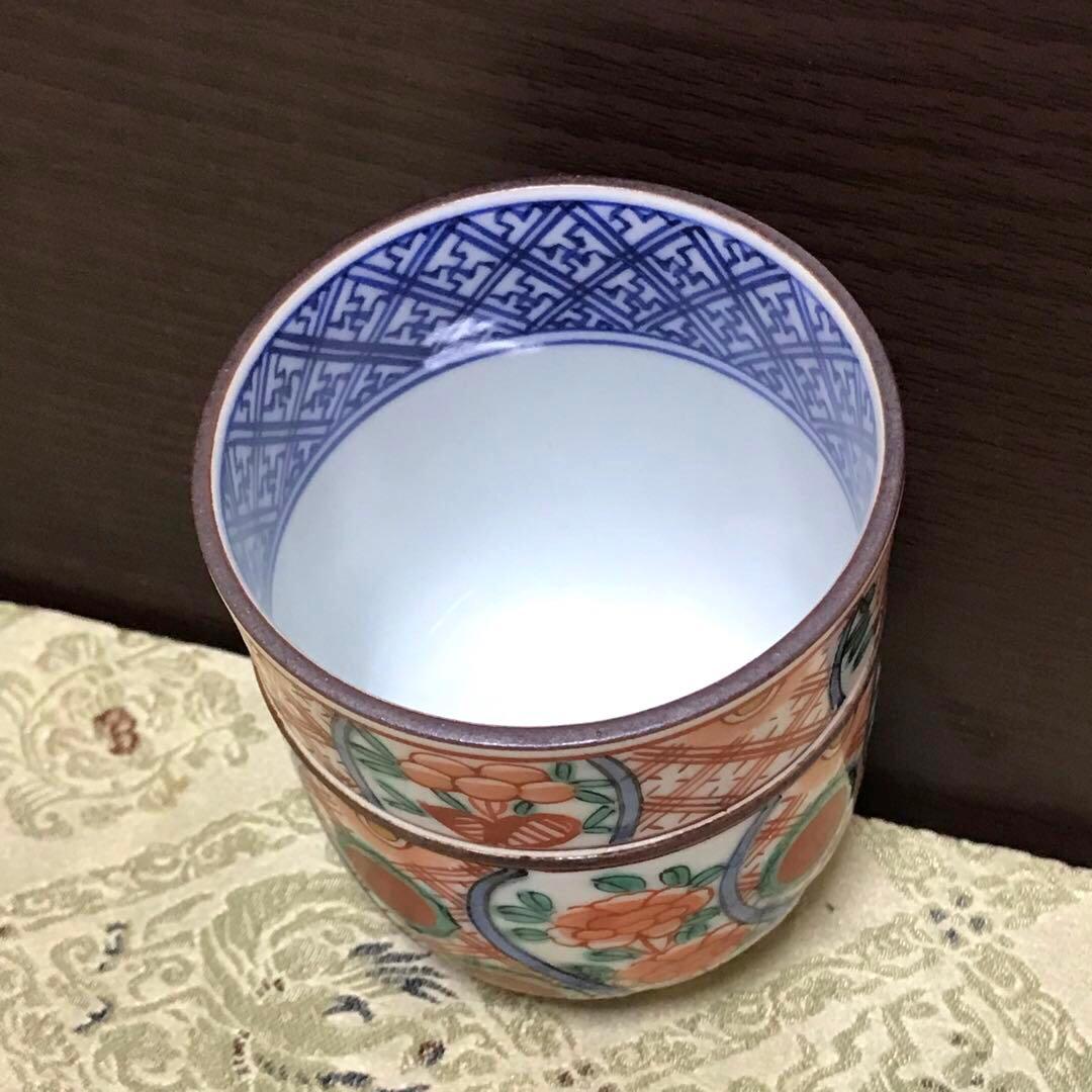 未使用保管品✨京焼 清水焼 藤田 瑞古 赤絵小紋 湯呑 単品✨茶碗