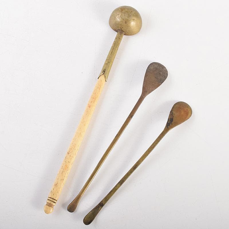 こうちゃん様専用 朝鮮美術 李朝 古銅 薬匙 銅匙 柄杓 5点 V R7507