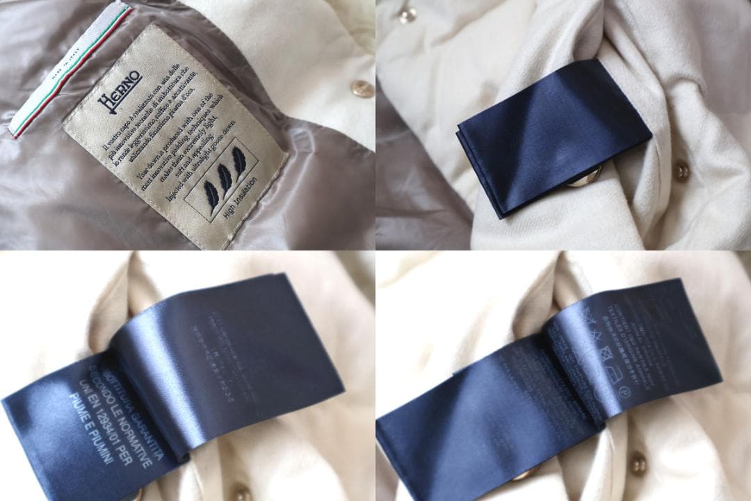 ヘルノ カシミアシルク素材 毛皮カフス ショート丈 ダウン ジャケット