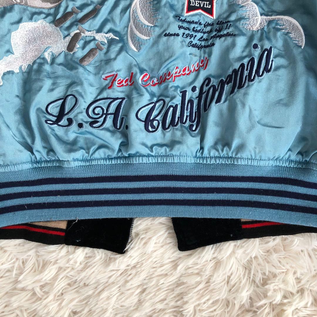 TEDMANテッドマンリバーシブルスカジャン別珍ブラック水色刺繍40