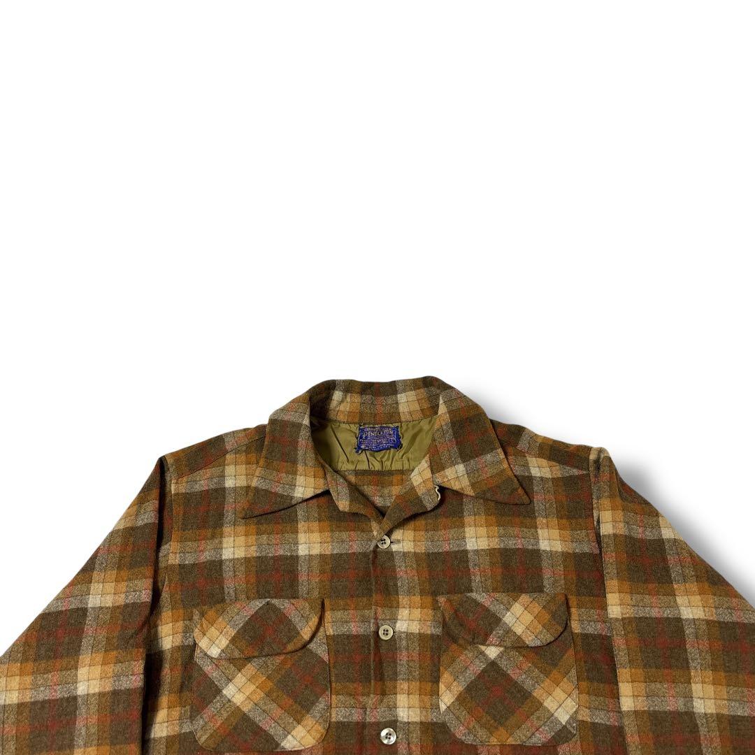 70s ペンドルトン オンブレ ボードシャツ オープンカラー 開襟 Lサイズ