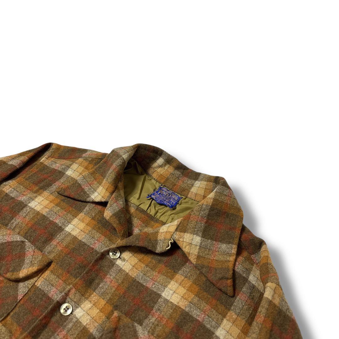 70s ペンドルトン オンブレ ボードシャツ オープンカラー 開襟 Lサイズ