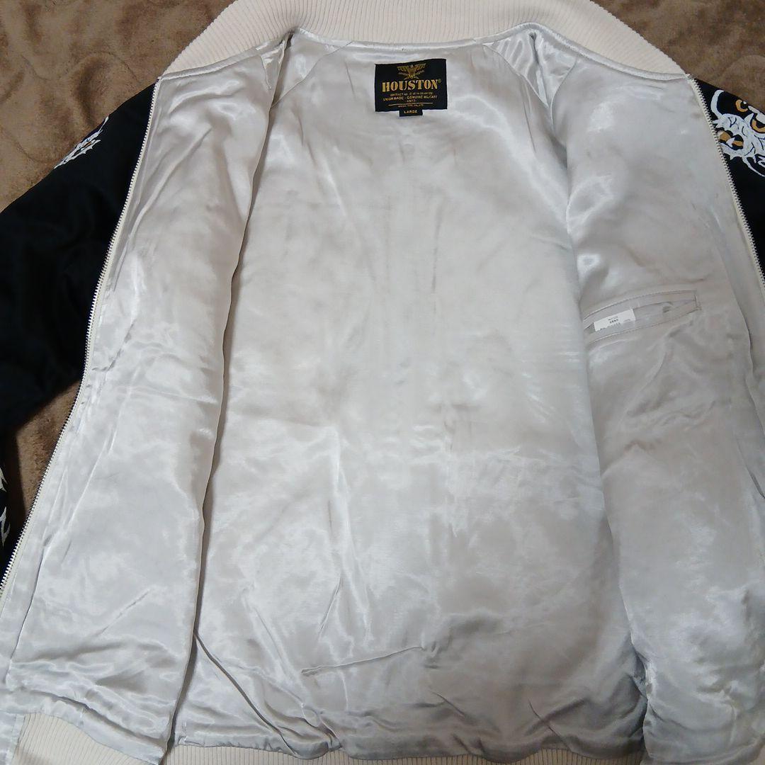 新品HOUSTON ヒューストン 別珍 スカジャン トナカイ 龍 ブラック L