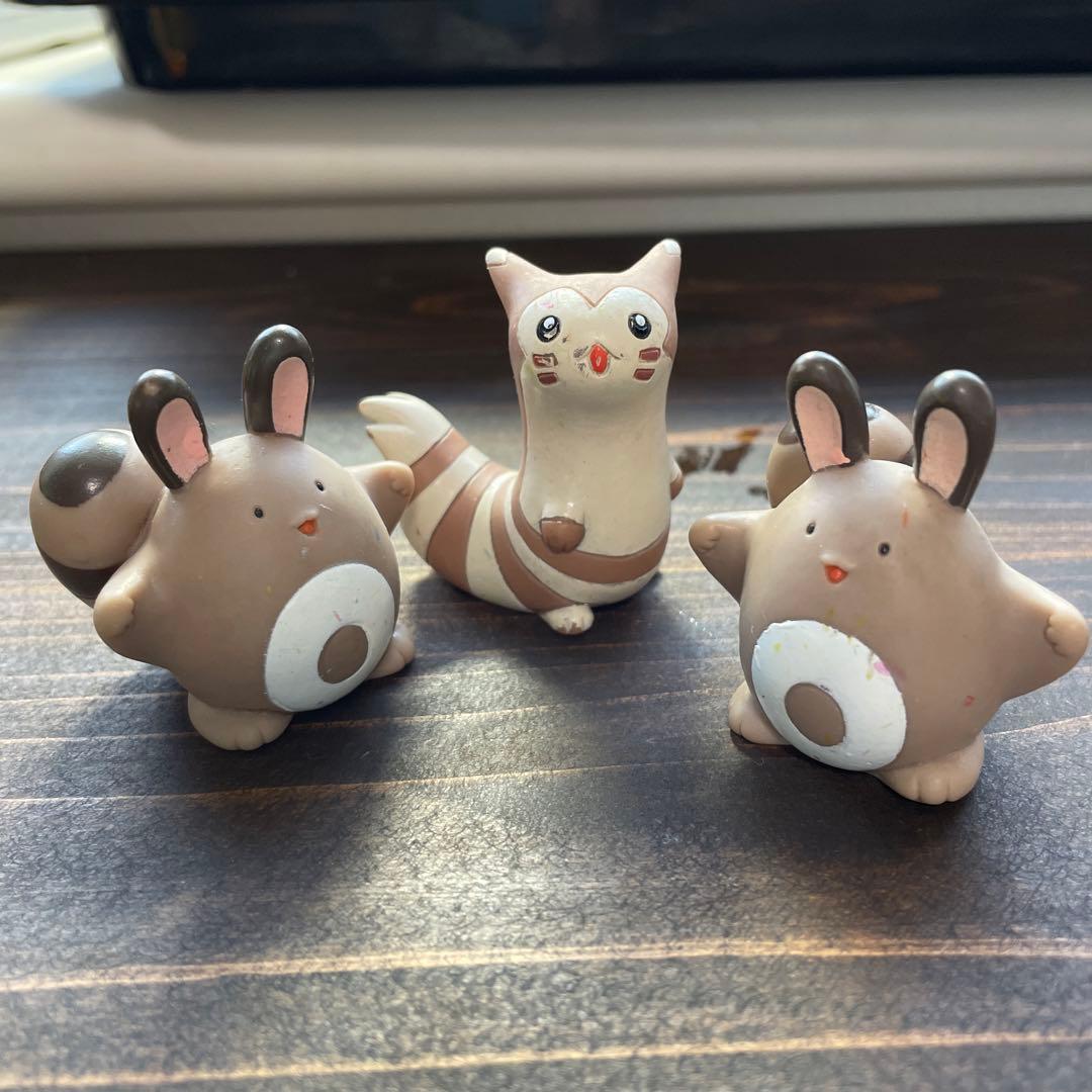 ポケモンキッズ ソフビフィギュア 指人形 オタチ オオタチ レトロ