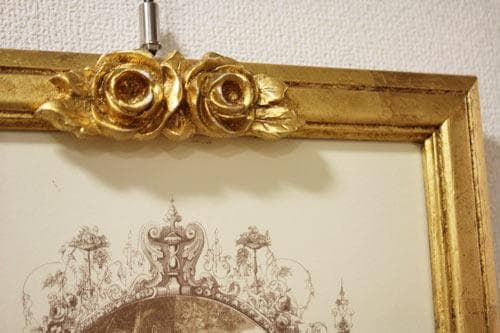 イタリア 額絵 貴族柄 ゴールドリーフ ローズ アンティーク FAL-15-2