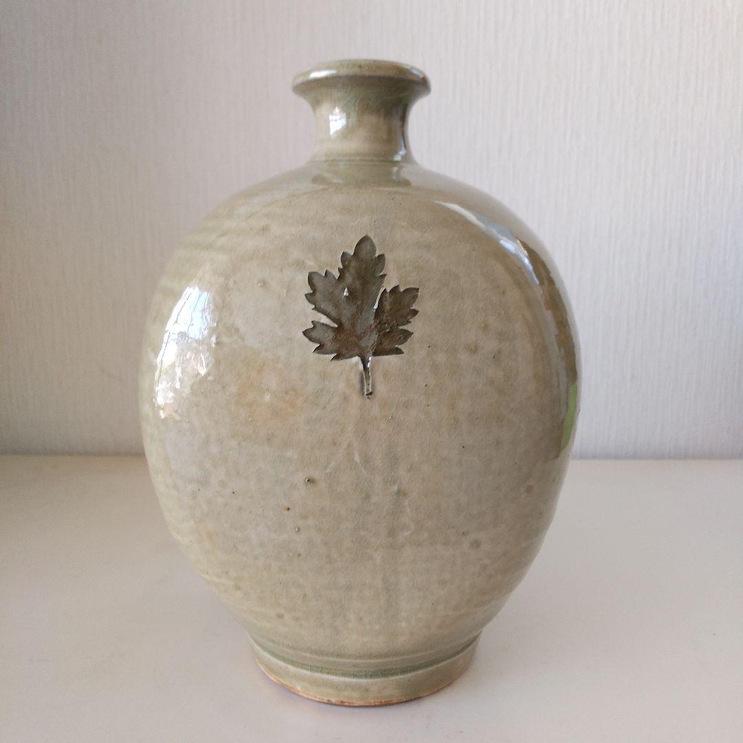 丹波立杭焼の扁壺 木箱付き 新品】丹波焼 立杭焼 大熊窯 大上亨 大上巧 壺 花瓶 花器 花入れ 木箱