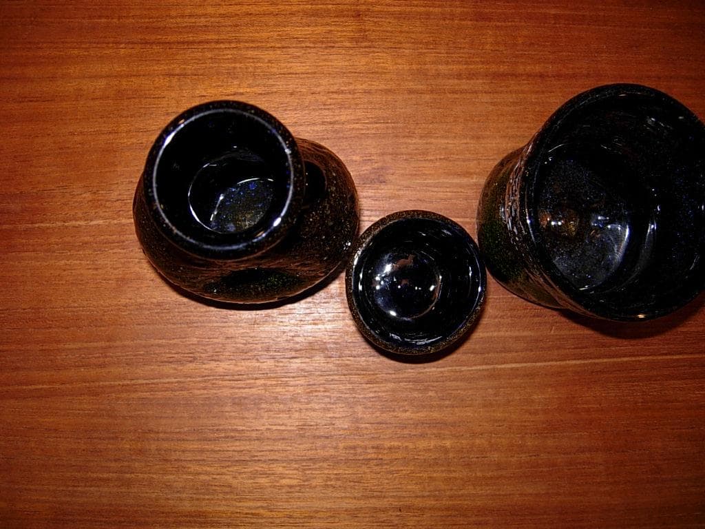 現代の名工 稲嶺 盛吉 紅珊瑚 酒器 4点 琉球 泡 ガラス 宙吹ガラス工房