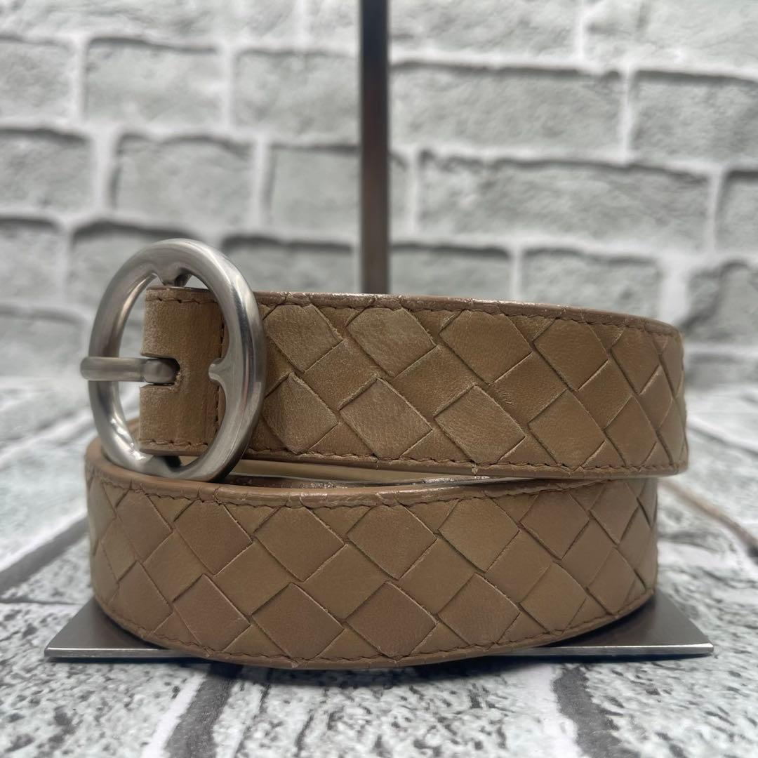 希少 ボッテガヴェネタ ベルト イントレチャート レザー ベージュ 85