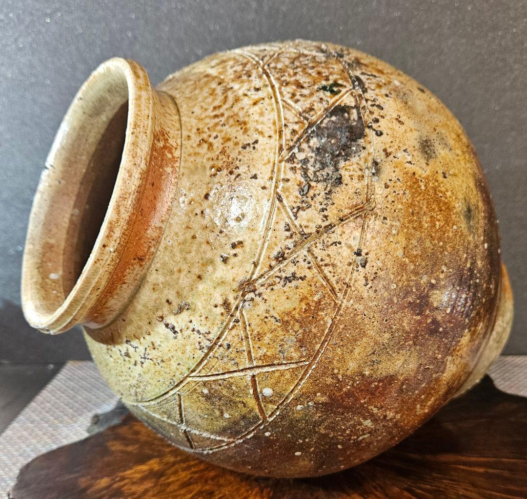 伊賀焼 森里香山作 窯変 高約25.4cm壺 大壺 花入 オブジェ 定価25万円