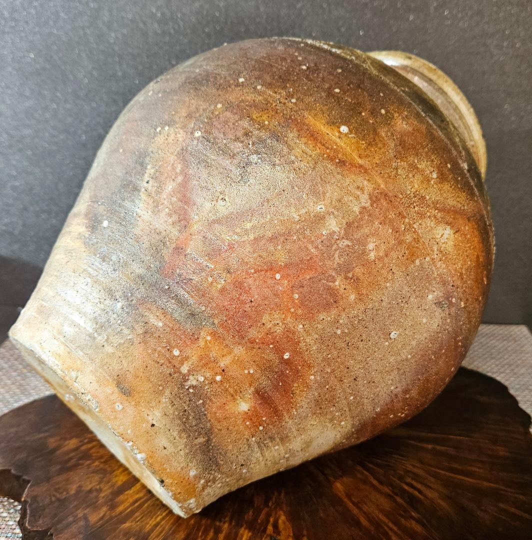 伊賀焼 森里香山作 窯変 高約25.4cm壺 大壺 花入 オブジェ 定価25万円