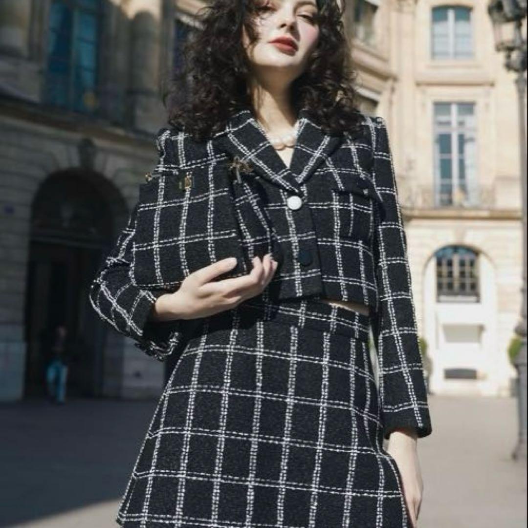 sheller シェリエ 5th check tweed セットアップ - メルカリ