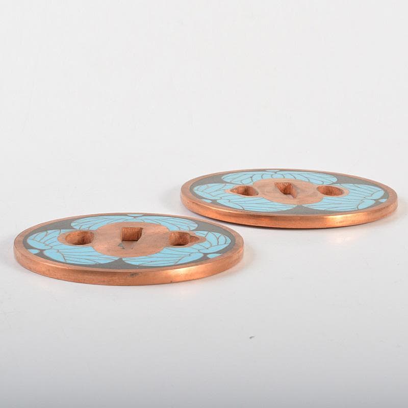 Gojyo 様専用武具 刀装具 銅地 七宝三葉葵紋鍔 一對 桐箱付 C 7262