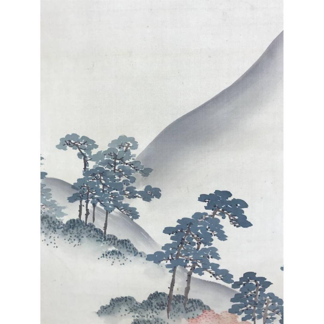 真作/鈴木百年/嵐山秋景山水人物図/秋の掛軸/掛軸☆宝船☆AK-887