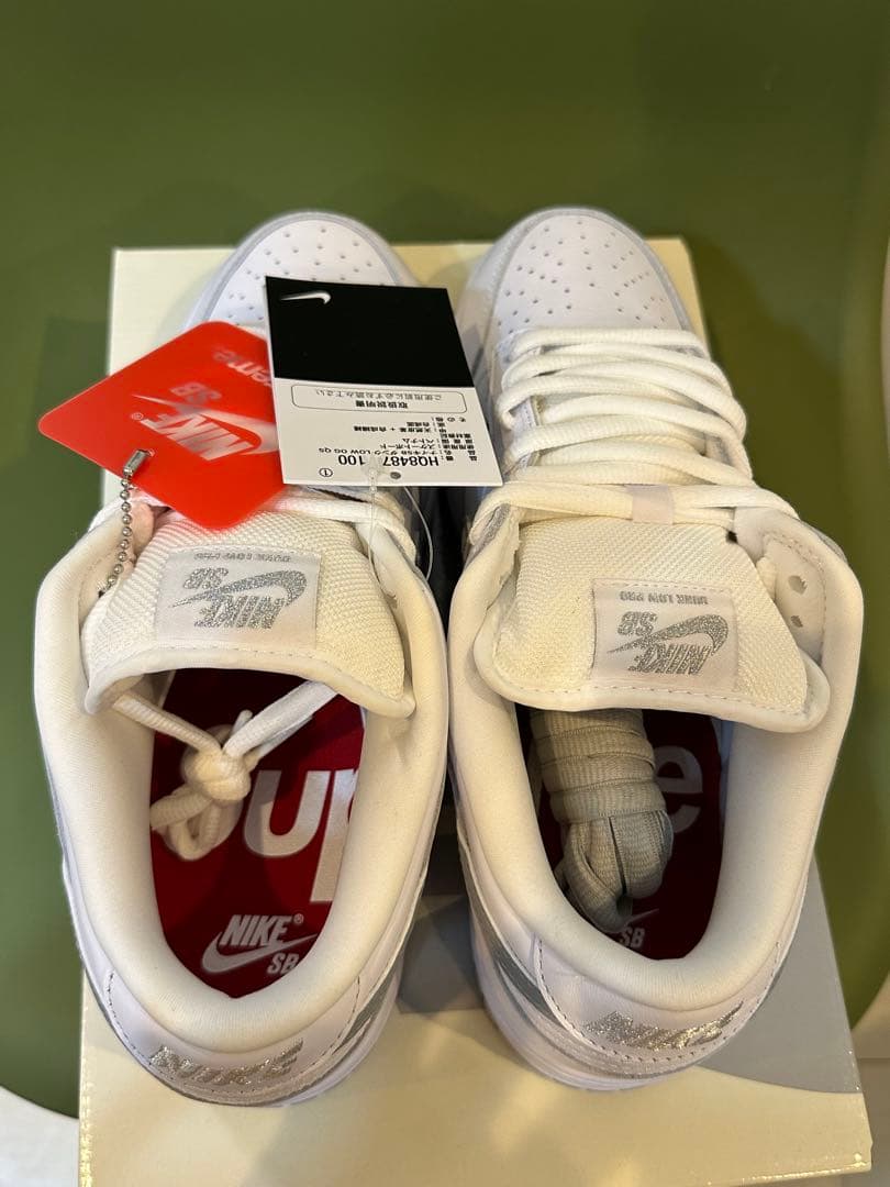 Supreme × Nike SB Dunk Low White 27.5cm