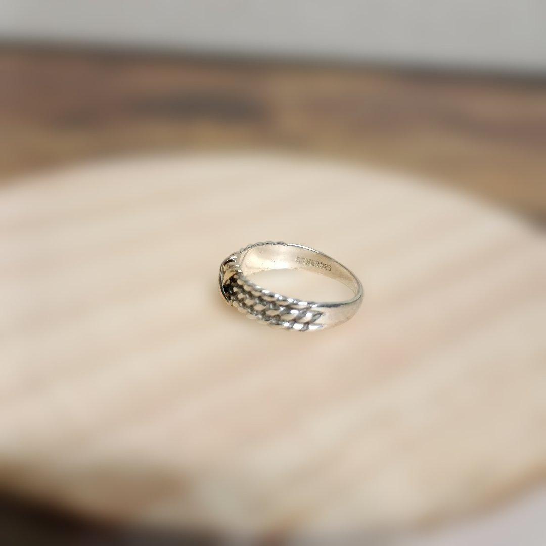 K10×シルバー 925 コンビリング 編み込み ヴィンテージリング13号