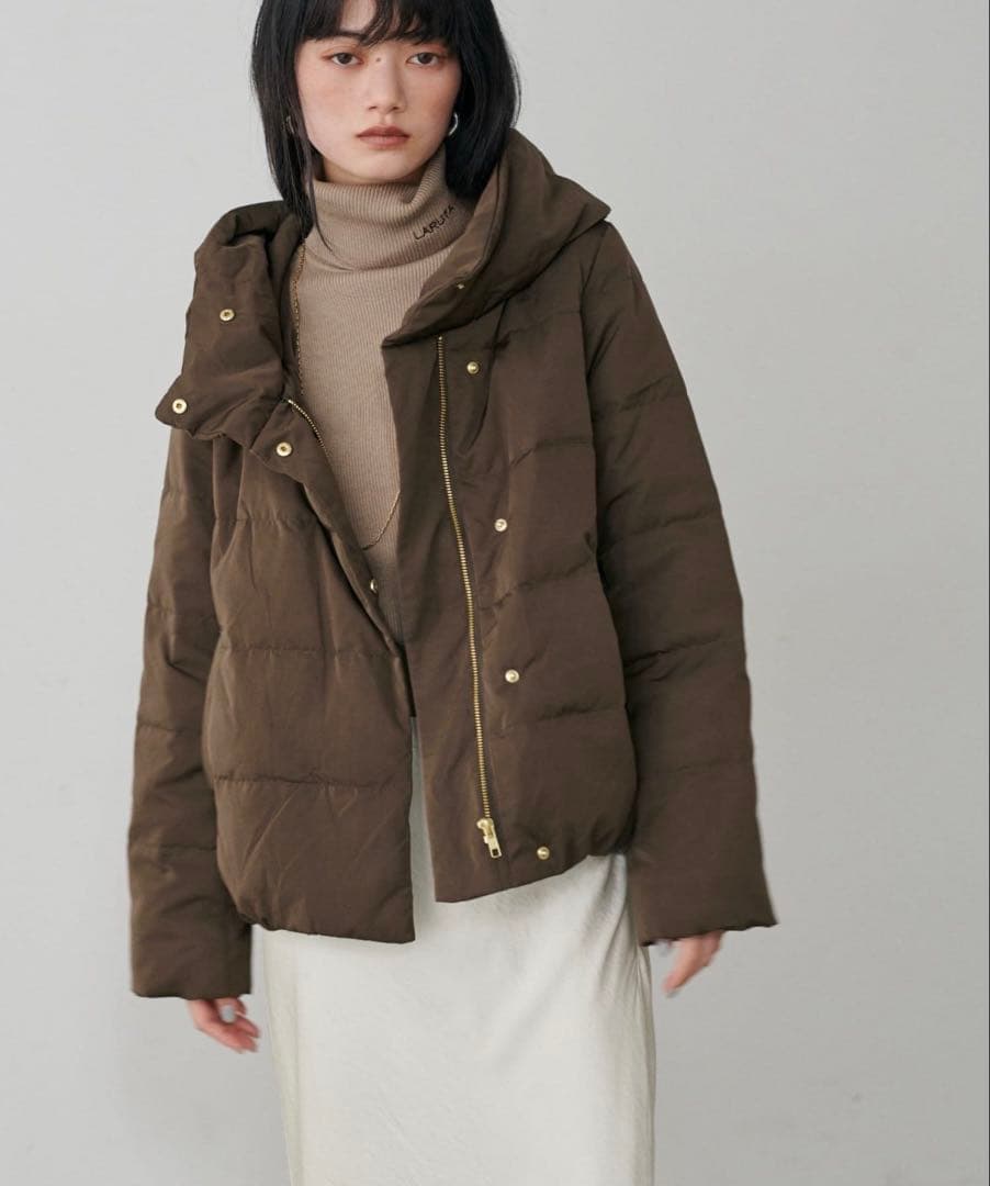 【新品】LARUTA ピーチスキンダウンフェザーコート ブラウン ラルータ セール】【LARUTA】ピーチスキンダウンフェザーコート（ダウン