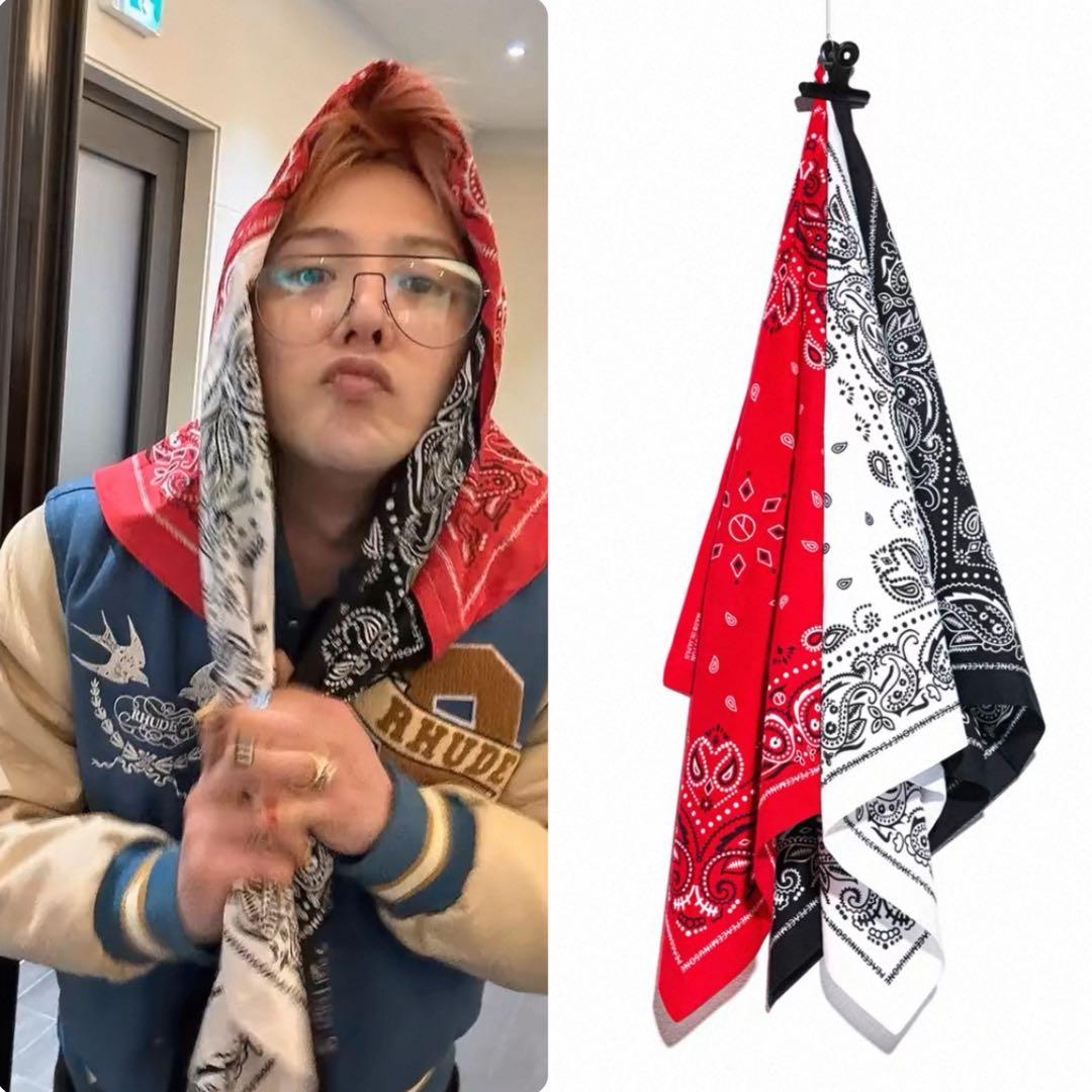 G-DRAGON ジードラゴン スカーフ ジヨン BIGBANG ⑤ 赤白 - メルカリ