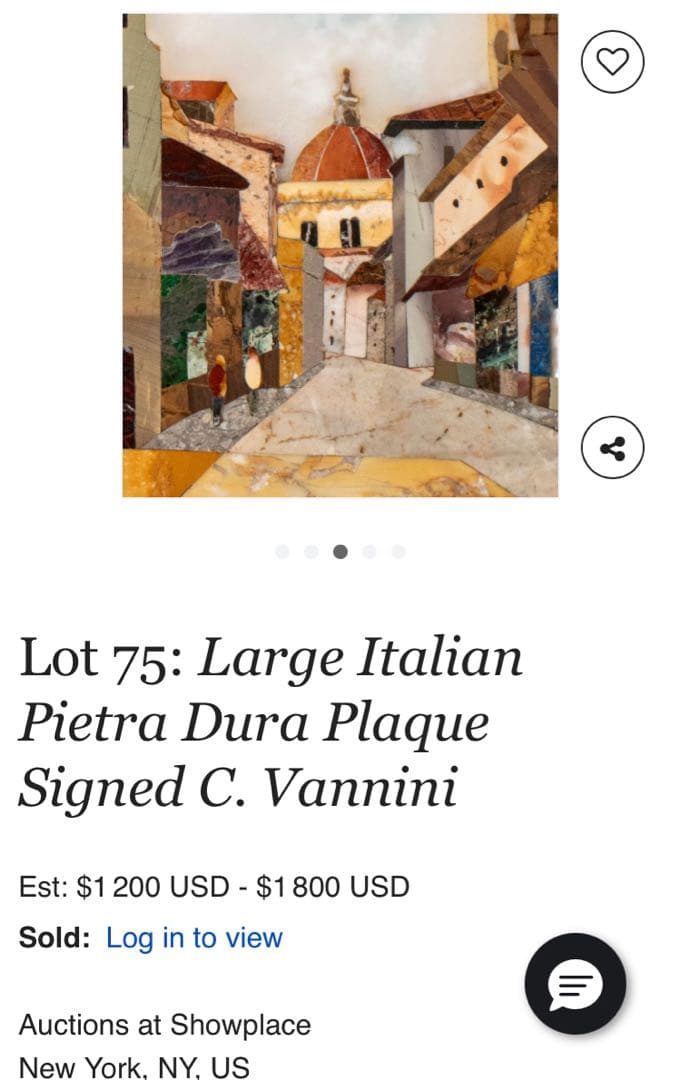 イタリア製 モザイク画 C. Vannini 直筆サイン入り 真作