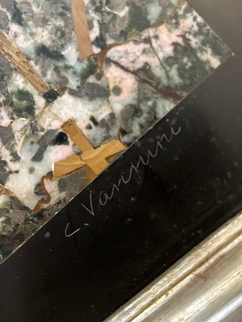 イタリア製 モザイク画 C. Vannini 直筆サイン入り 真作