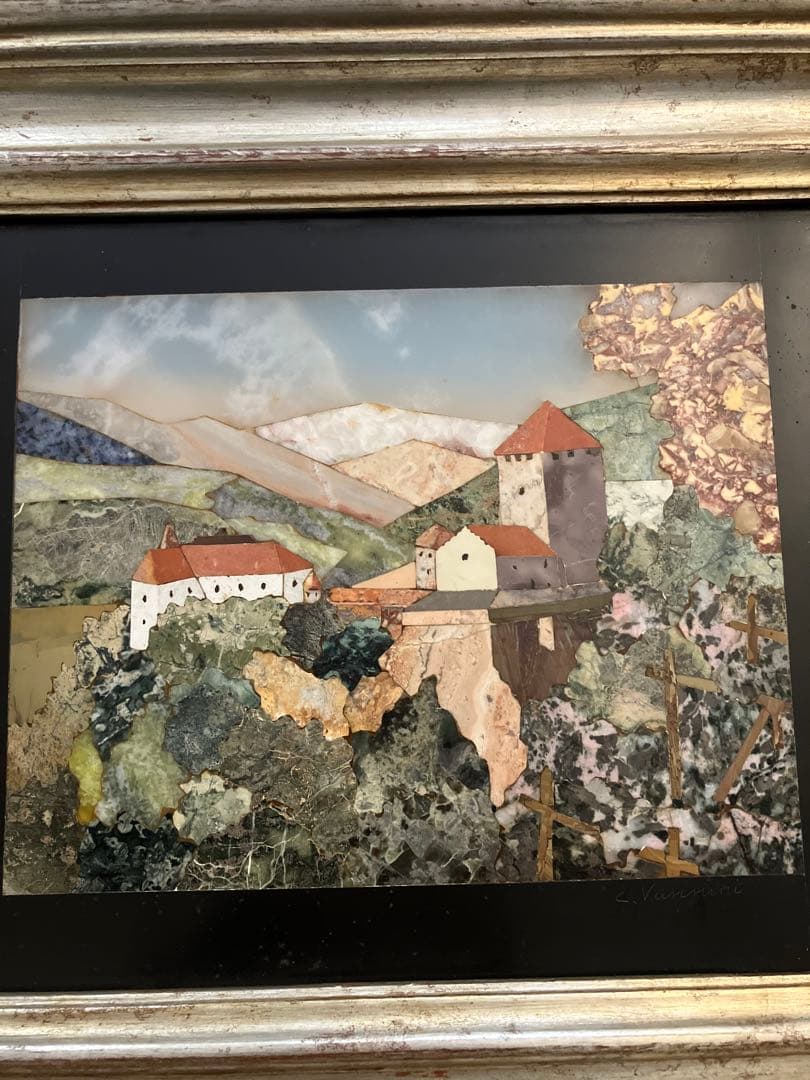 イタリア製 モザイク画 C. Vannini 直筆サイン入り 真作