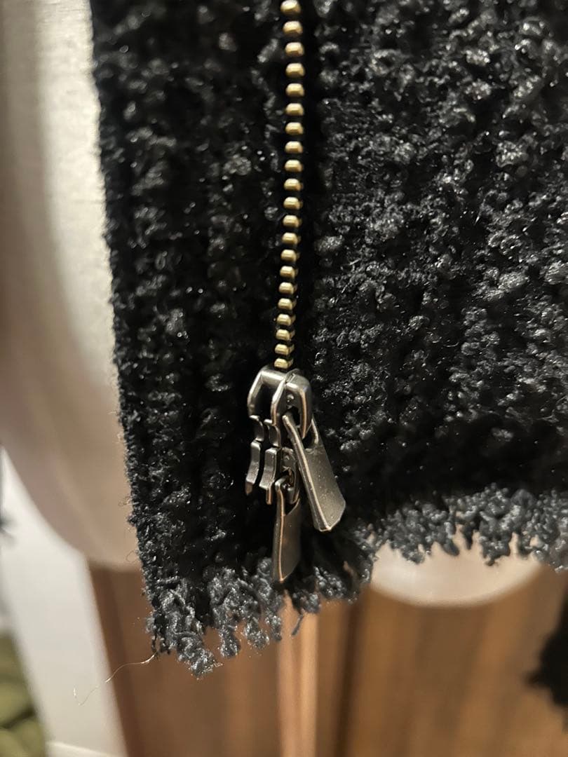 AP STUDIO ツイード黒ジップアップジャケット スタンドカラーブルゾン