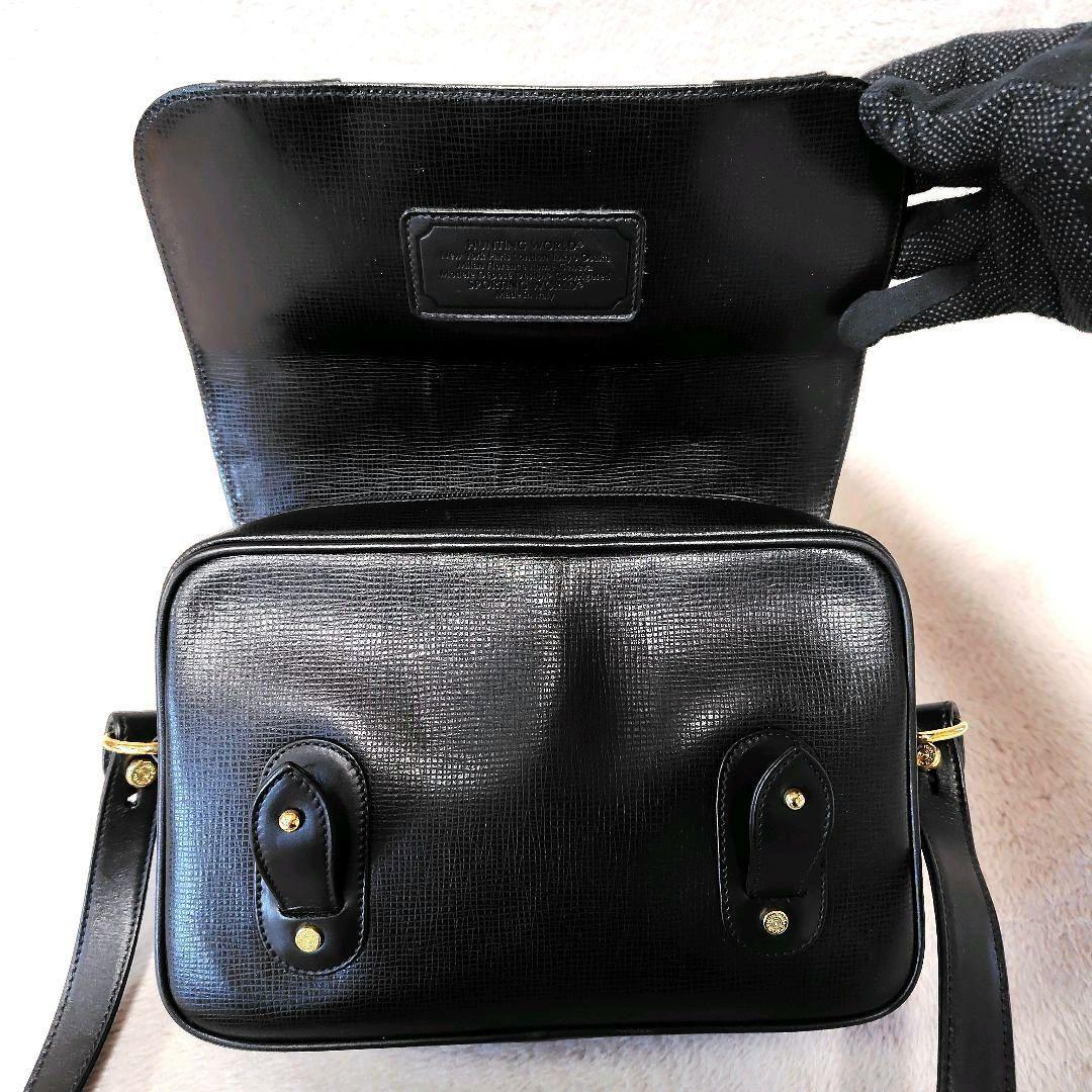 美品✨ ハンティングワールド メッセンジャーバッグ 黒 レザー 金具