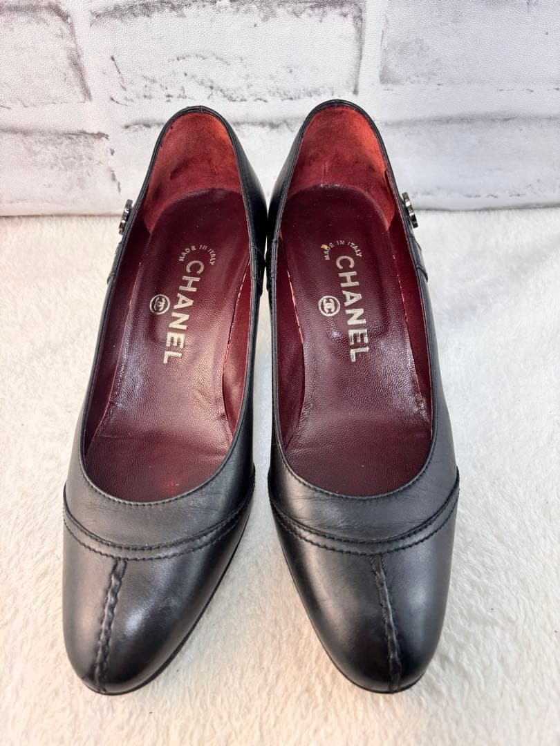 CHANEL ブラック ハイヒール ココマーク35 1/2 （22.5㎝）