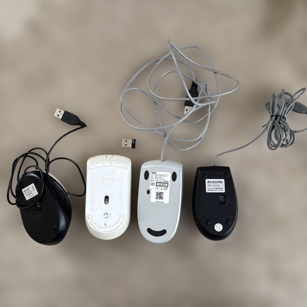 マウス本体 4つセット 有線・無線 USB接続 - メルカリ