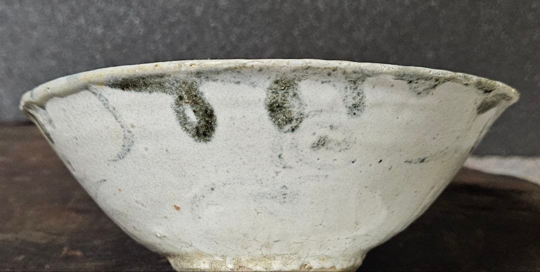 16～17C 中国古美術 中国古陶磁 青華 渦巻文 平茶碗 中国南方