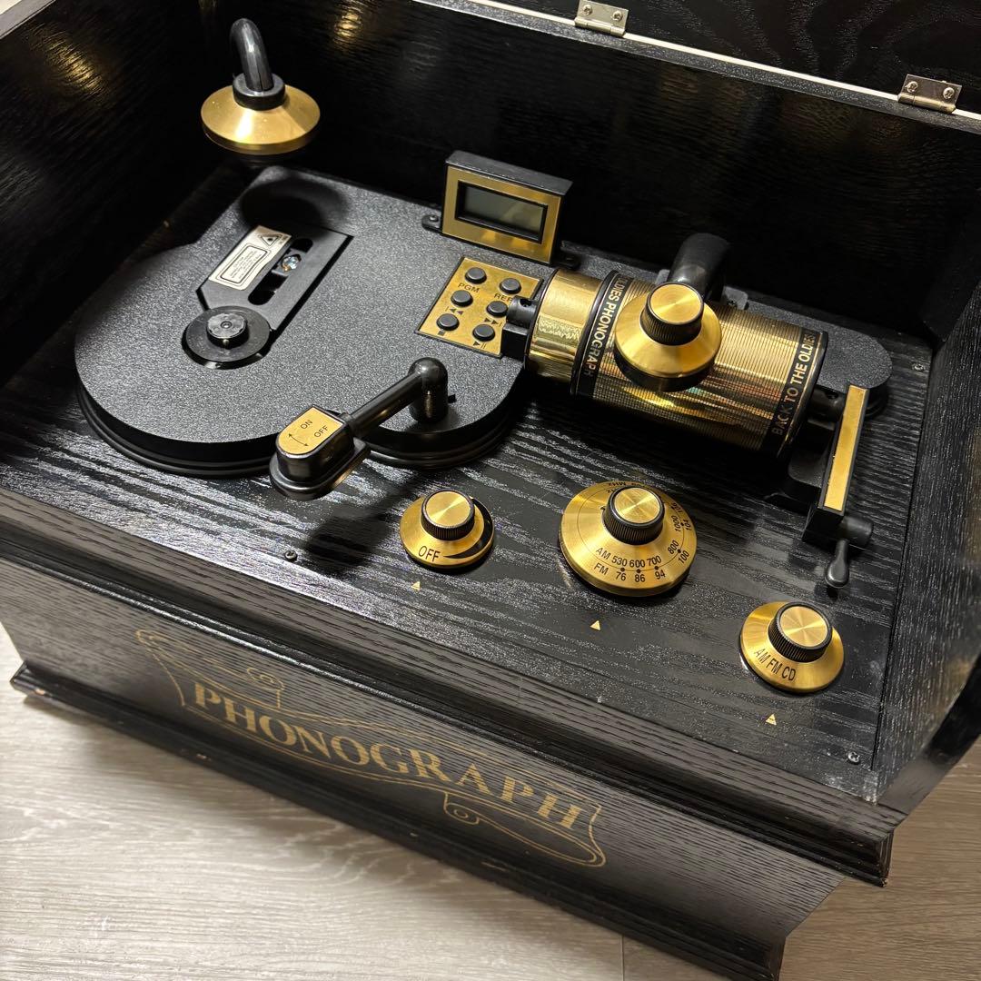 オフィスワン「PHONOGRAPH」蓄音機型CDラジオ アンティーク調 - メルカリ