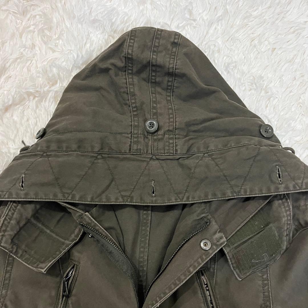 Y2K ミリタリージャケット カーキ フード グランジ 平成ギミックgrunge