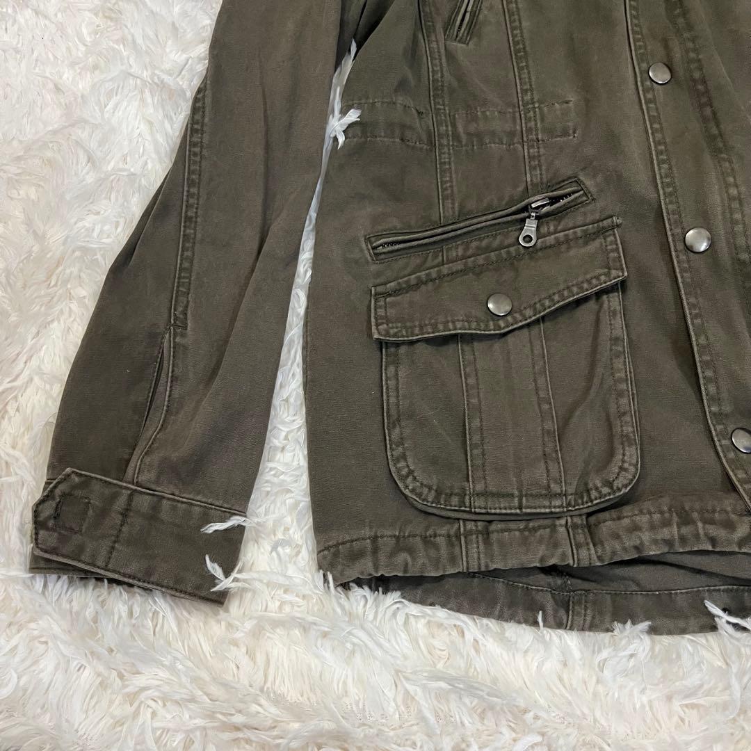 Y2K ミリタリージャケット カーキ フード グランジ 平成ギミックgrunge