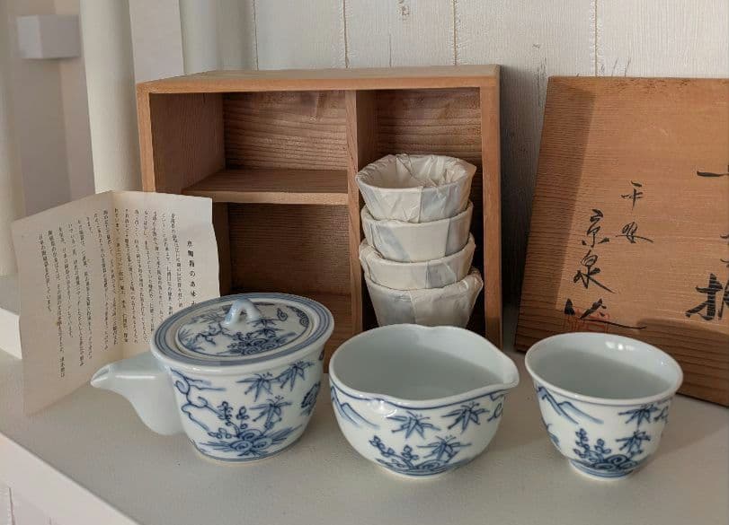 染付山水絵 煎茶器揃 平安京泉作 京焼 清水焼 - メルカリ