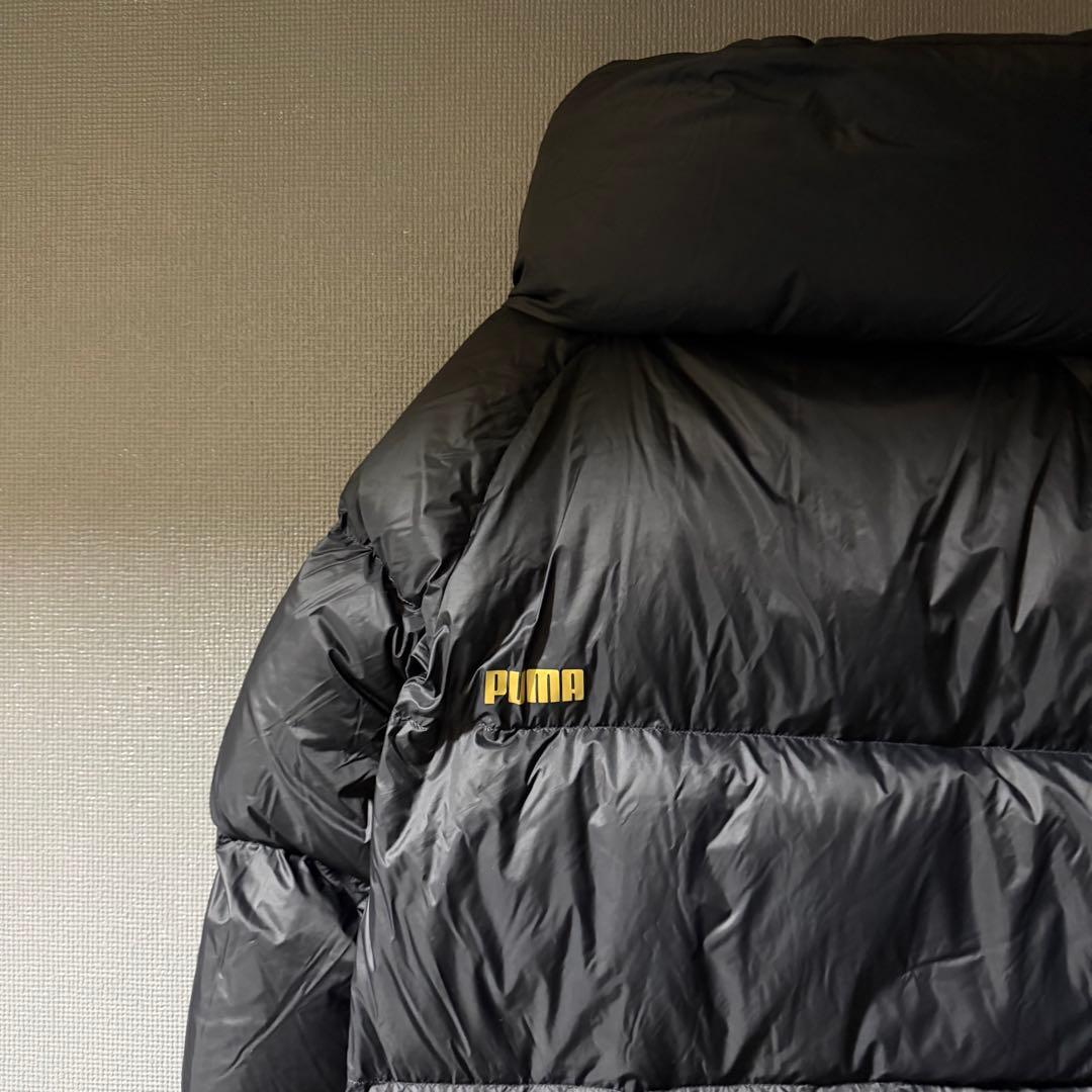 PUMA ロングダウンコート ブラック 金ロゴ ベンチコート S〜M相当