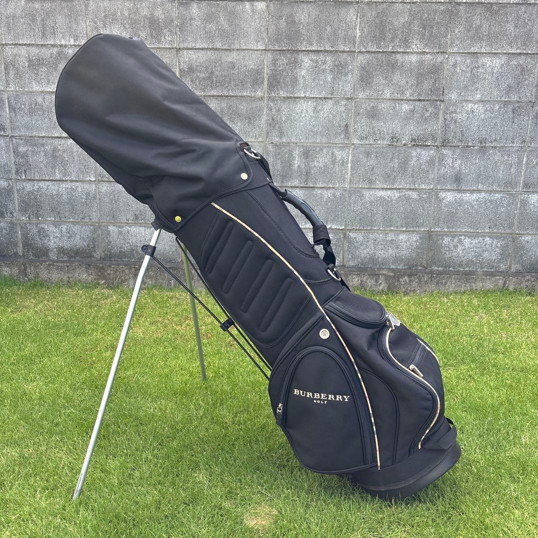 希少☆ バーバリー BURBERRY キャディバッグ ゴルフ 黒 ノバチェック 美品 BURBERRY ゴルフバッグ キャディバッグ ノバチェック ブラック