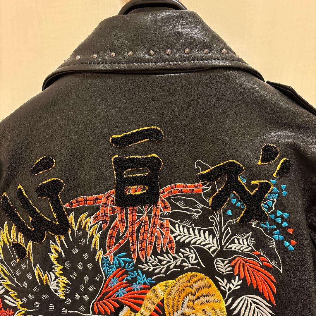 新品 未使用品 ディーゼル ダブル ライダース 羊革 ジャケット 刺繍